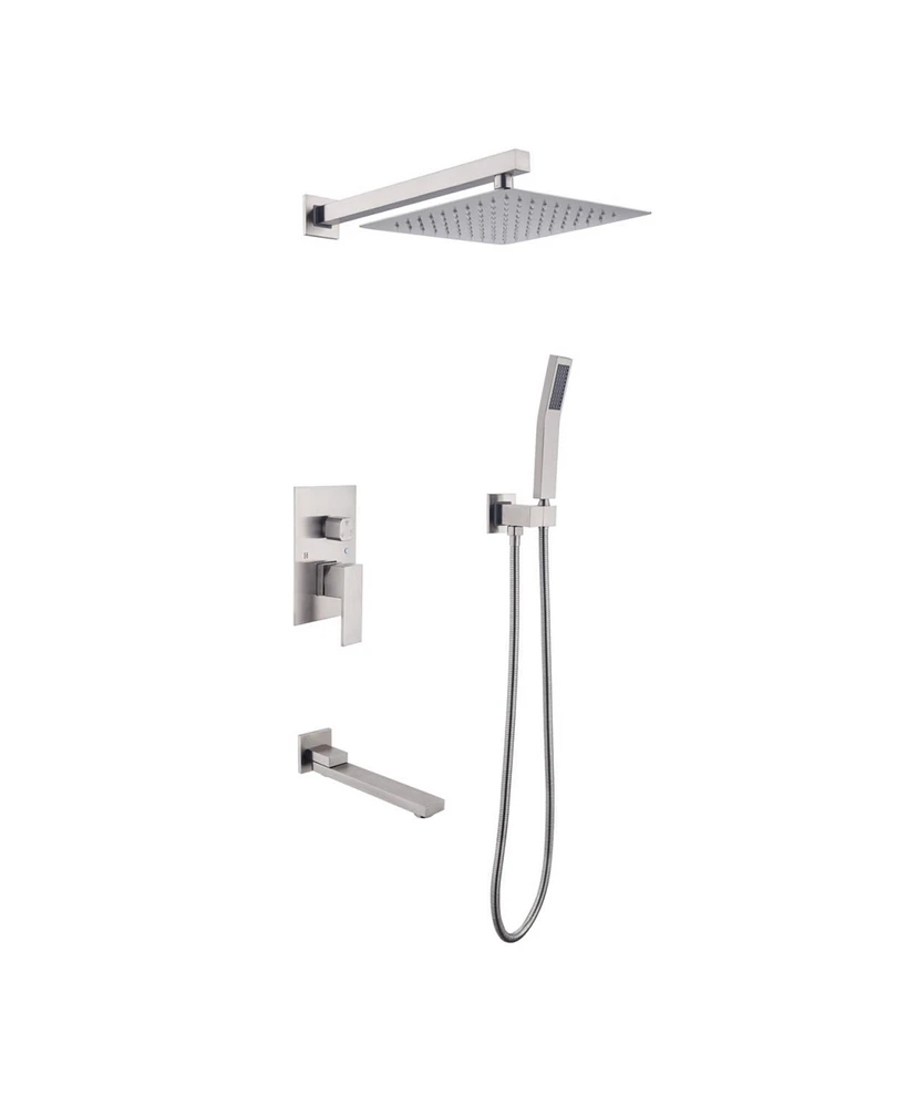 Simplie Fun Ceiling Mounted Shower System Combo Set With Handheld And 16" Shower Head