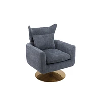 Streamdale Furniture Classic Mid-Century 360-Degree Swivel Accent Chair, Dusty Linen - Blue