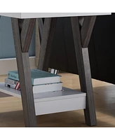 Streamdale Furniture End Table White Distressed Grey