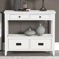 36" Farmhouse Pine Wood Console Table Entry Sofa Table With 4 Drawers & 1 Storage Shelf