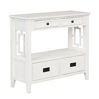 36" Farmhouse Pine Wood Console Table Entry Sofa Table With 4 Drawers & 1 Storage Shelf