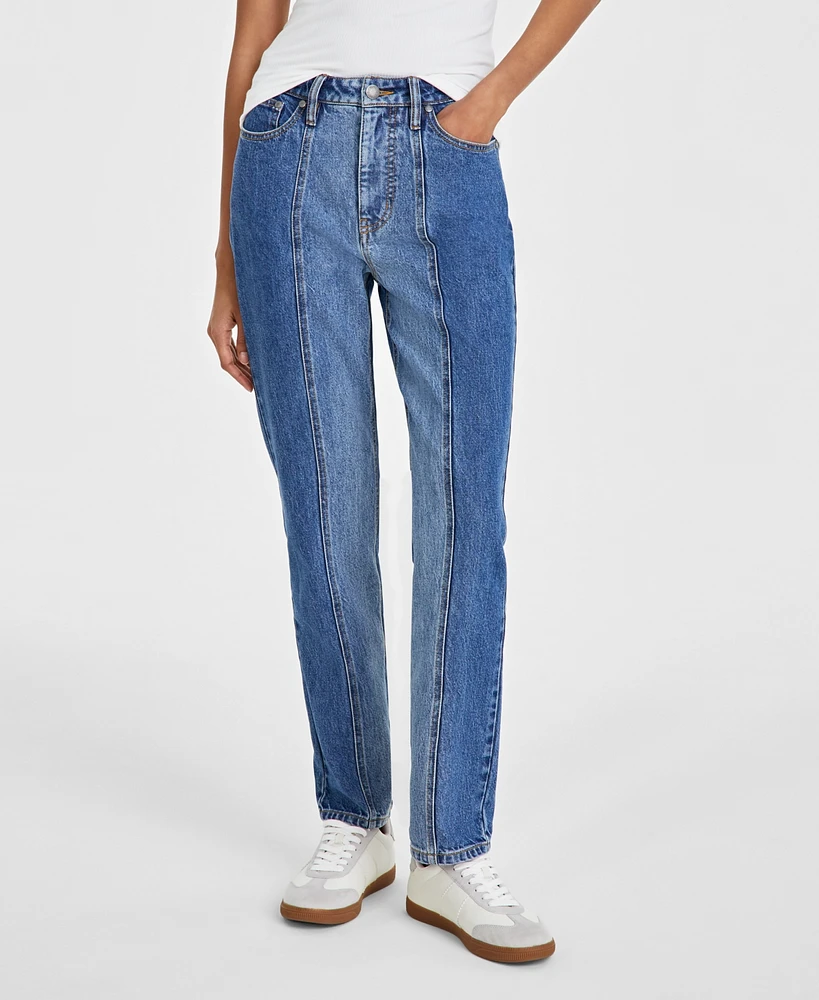 On 34th Women's Two-Tone Straight-Leg Jeans, Created for Macy's