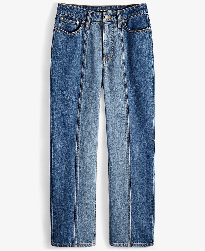 On 34th Women's Two-Tone Straight-Leg Jeans, Created for Macy's