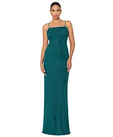 Betsy & Adam Petite Sleeveless Glitter Sheath Gown