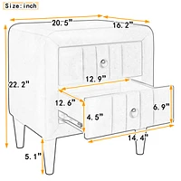 Simplie Fun Upholstered Wooden Nightstand With 2 Drawers, Fully Assembled Except Legs And Handles, Velvet