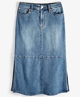 On 34th Women's Paneled Denim Midi Skirt, Created for Macy's