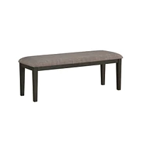 Simplie Fun Transitional Look Gray Finish Wood Framed 1 Piece Bench Fabric Upholstered Seat Casual Dining Furniture