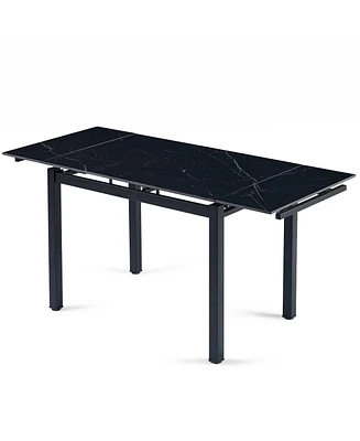 Simplie Fun Modern Expandable Black Ceramic Dining Table