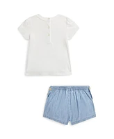 Polo Ralph Lauren Baby Girls Bear Cotton Tee and Short Set