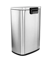 Elama 50 Liter/13 Gallon Rectangular Stainless Steel Step Trash Bin with Slow Close Mechanism in Matte Silver