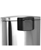 Elama 50Litter 13 Gallon Half Circle Stainless Steel Step Trash Bin with Slow Close Mechanism in Matte Silver