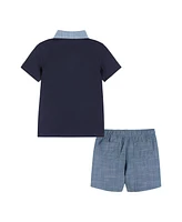 Andy & Evan Toddler Boys Toddler/Child Navy and Chambray Polo and Shorts Set