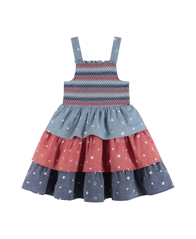 Andy & Evan Toddler Girls Toddler/Child Americana Chambray Tiered Dress