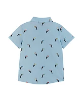 Andy & Evan Toddler Boys / Blue Toucan Print Short Sleeve Buttondown Shirt