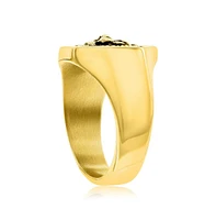 Stainless Steel Oxidized Lion Ring