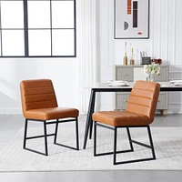 Streamdale Furniture Set of 2 Upholstered Leather Dining Chairs, Mid Century Modern