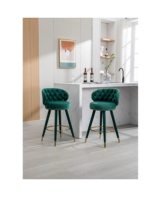 Simplie Fun Set of 2 Solid Wood Counter Height Bar Stools