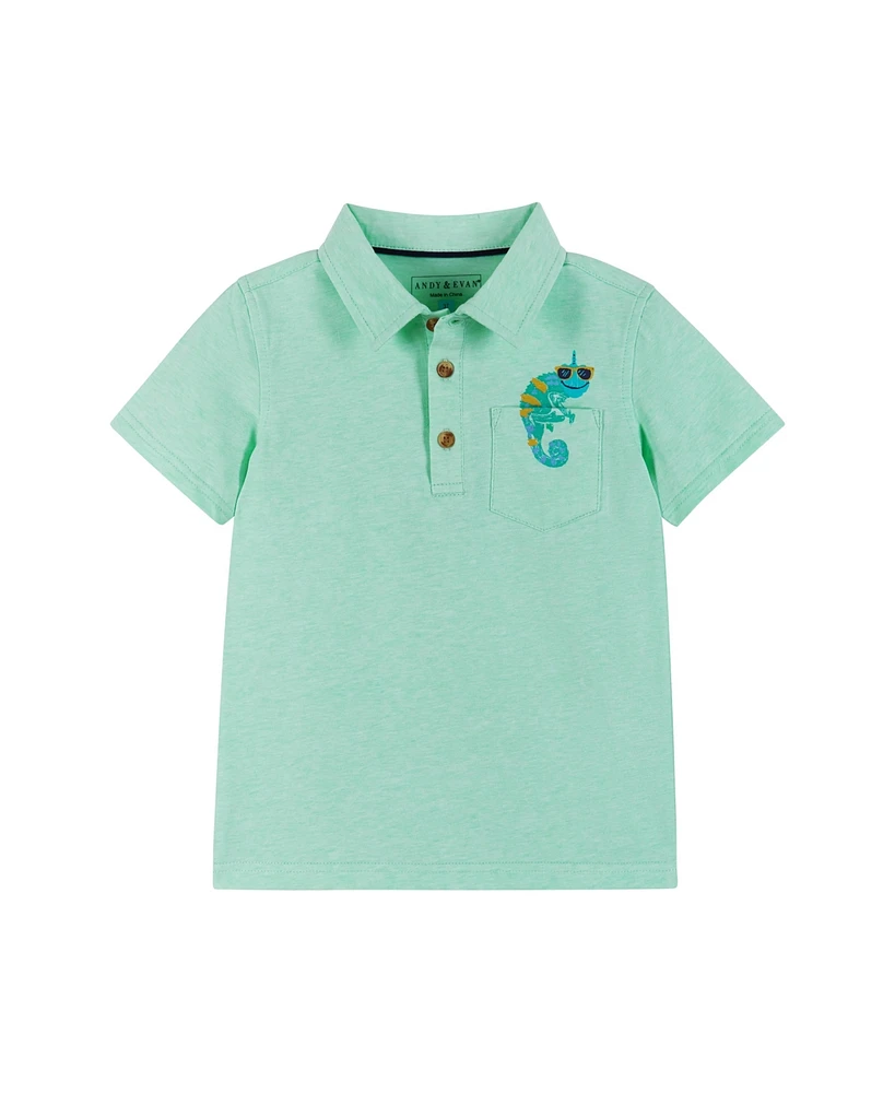 Andy & Evan Big Boys Toddler/Child Chameleon Pocket Polo Shirt