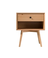 Simplie Fun Mid-Century Modern Single-Drawer Solid Wood Nightstand - Caramel