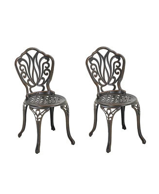 Mondawe Special Pattern Cast Aluminum Bistro Chairs Outdoor Seating (Set of 2)