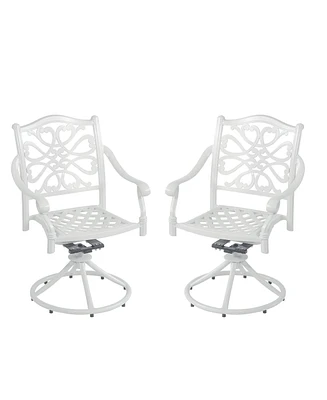 Mondawe Outdoor Bistro Dining Chairs Patio Cast Aluminum Dining Swivel Rocker Chair (Set of 2)