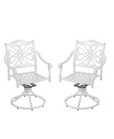 Mondawe Outdoor Bistro Dining Chairs Patio Cast Aluminum Dining Swivel Rocker Chair (Set of 2)