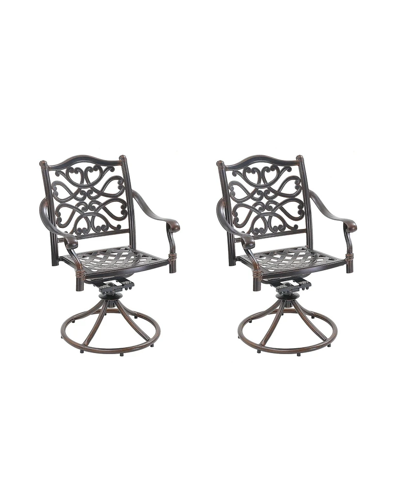 Mondawe Outdoor Bistro Dining Chairs Patio Cast Aluminum Swivel Rocker Chair (Set of 2)