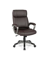 Costway Ergonomic Office Chair Pu Leather Executive Swivel with Upholstered Armrests