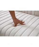 Modern Beige Velvet Sectional Sofa with Pillows