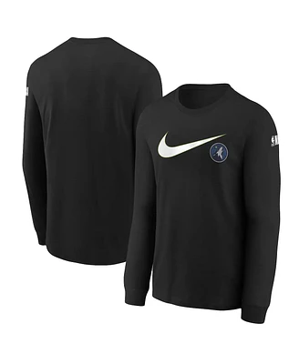 Nike Big Boys and Girls Black Minnesota Timberwolves Swoosh Long Sleeve T-Shirt