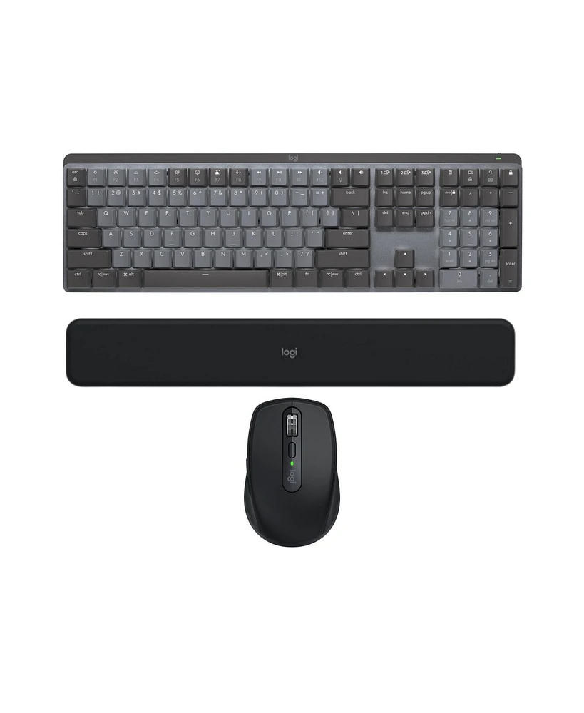 Logitech Mx Mechanical Wireless Keyboard w/Tactile Quiet Keys (Graphite) Bundle