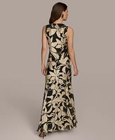 Donna Karan Women's Floral-Print Cowlneck Gown