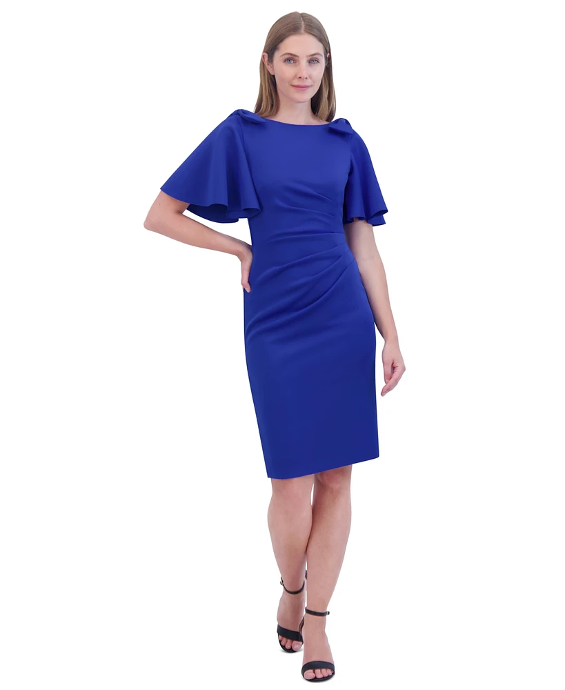 Jessica Howard Women's Flutter-Sleeve Bow-Trim Cocktail Dress