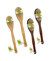 Pursonic Bath Body Brush With Long Bamboo Handle 4-Piece Family Pack