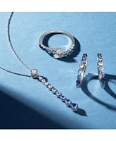 Le Vian Denim Ombre (7/8 ct. t.w.) & White Sapphire (1/6 ct. t.w.) Graduated Adjustable 20" Lariat Necklace in 14k White Gold