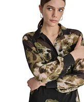 Dkny Women's Printed Button-Front Long-Sleeve Shirt