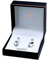 Giani Bernini 2-Pc. Set Cubic Zirconia Bezel Stud & Leverback Earrings in Sterling Silver, Created for Macy's