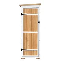 Wood Storage Shed with Lockable Doors, Waterproof Roof