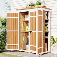 Wood Storage Shed with Lockable Doors, Waterproof Roof