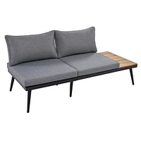 6-Piece Outdoor Sectional Sofa Set with Round Coffee Tables and Cushioned Seating