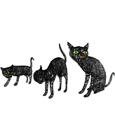 Northlight Set of 3 Led Lighted Black Cat Family Outdoor Halloween Decorations 27.5"