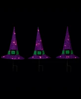 Northlight 14" Led Lighted Purple Witches Hat Outdoor Halloween Pathway Markers