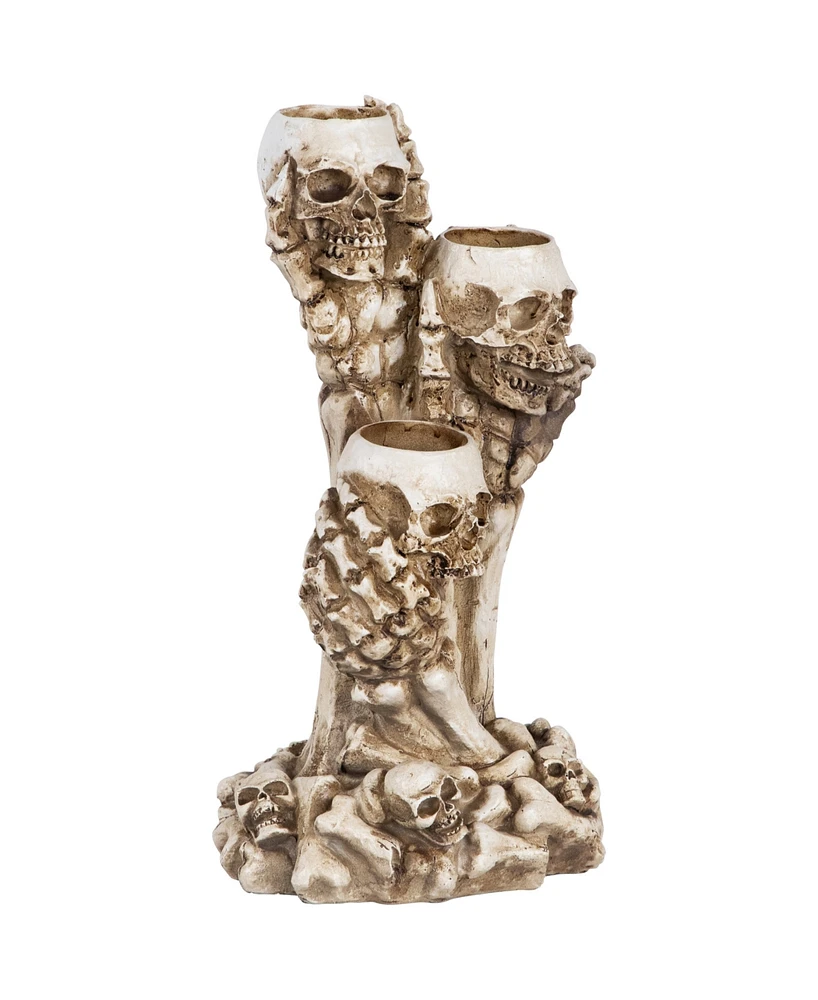 Northlight 12" Triple Skulls Halloween Tea Light Candle Holder