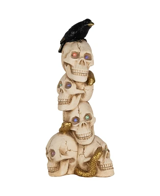 Northlight 27.5" Led Lighted Skull Tower with Raven Halloween Decoration