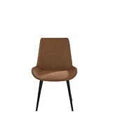 Simplie Fun Modern Dining Chair Living Room Black Metal Leg Dining Chair-Brown-4 Pieces/Ctn