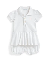 Ralph Lauren Stretch Mesh Peplum Polo Shortall