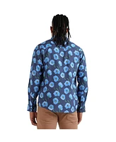 Campus Sutra Men's EcoLiva Indigo Blue Flora Block Shirt