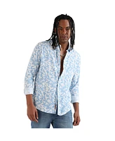 Campus Sutra Men's EcoLiva White & Blue Water Strokes Shirt