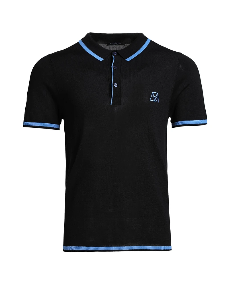 Bellemere New York Big & Tall Bellemere Tencel Polo Shirt with Stripe Detail