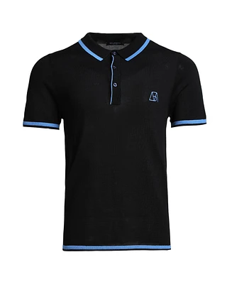 Bellemere New York Big & Tall Bellemere Tencel Polo Shirt with Stripe Detail